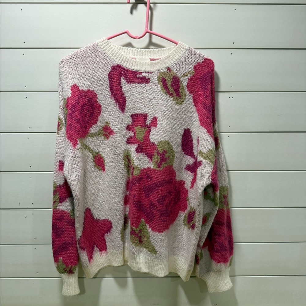 1.4.3. Story by Line Up Floral Sweater - Cream and Pink
